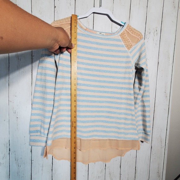 Maison Jules peach & Blue Chiffon Detail Sweater Size Small Polyester Cotton - Picture 4 of 8